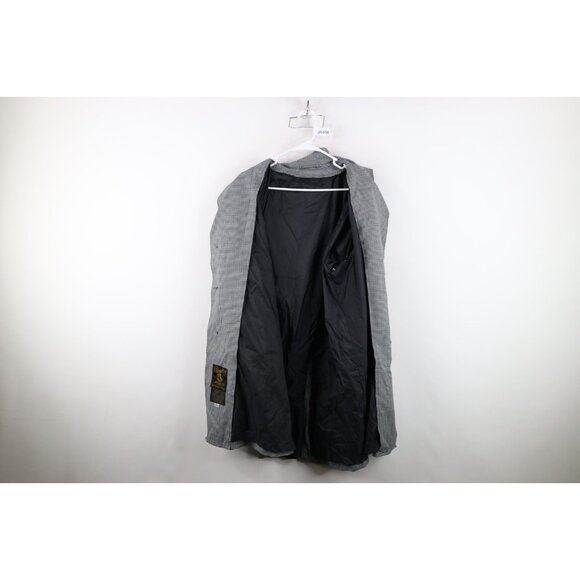 Vtg 60s 70s Streetwear Mens 38S Rayon Blend Houndstooth Trench Coat Rain Jacket - Picture 11 of 16